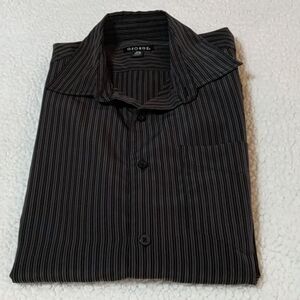 Men's Black And Gray Striped Long Sleeve Button Up Shirt By George‎